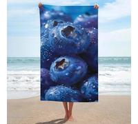Asciugamano da spiaggia in microfibra senza sabbia, grande, con mirtilli blu brillante, asciugamano da doccia, multiuso, assorbente, per bagno e piscina, 130 x 80 cm