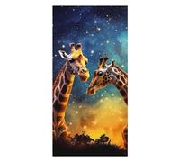 Asciugamano da Spiaggia Lovely Couple Giraffe Dark Galaxy Asciugamani Microfibra Telo da Palestra Morbid Asciugamano per Sauna Uomo E Donna Piscina 80X130Cm