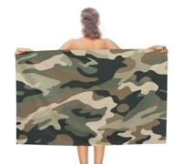 Asciugamano da spiaggia mimetico militare, in microfibra, anti-sabbia, grande, multiuso, assorbente, per bagno e piscina, 52x32 pollici