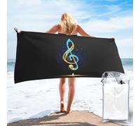 Asciugamano da spiaggia morbido con musica colorata - Asciugamani da spiaggia in microfibra extra large 31,5x63 pollici, asciugatura rapida, super assorbenti, anti-sabbia, leggeri, perfetti per viaggi