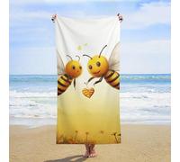 Asciugamano da spiaggia oversize 31'' X 63'' Asciugamani da bagno assorbenti ad asciugatura rapida senza sabbia in microfibra, sottili e leggeri, teli da piscina Bee Love Honey, telo da spiaggia per