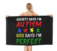 Asciugamano da spiaggia oversize "La società dice che sono autistico, Dio dice che sono perfetto", asciugamani da bagno, asciugamani assorbenti e ad asciugatura rapida senza sabbia per nuoto, piscina,
