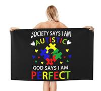 Asciugamano da spiaggia oversize "La società dice che sono autistico, Dio dice che sono perfetto", asciugamani da bagno, asciugamani assorbenti e ad asciugatura rapida senza sabbia per nuoto, piscina,