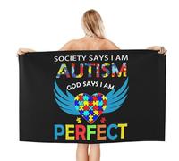 Asciugamano da spiaggia oversize "La società dice che sono autistico, Dio dice che sono perfetto", asciugamani da bagno, asciugamani assorbenti e ad asciugatura rapida senza sabbia per nuoto, piscina,