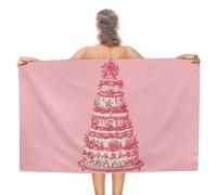 Asciugamano da spiaggia semplice con disegno a linee rosse a più livelli in microfibra senza sabbia, grandi asciugamani da doccia multiuso assorbenti per bagno piscina 130 x 80 cm