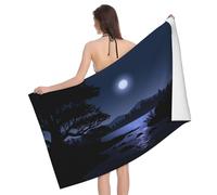 Asciugamano Doccia Moonlight Reflecting On A River in The Tree Asciugatura Rapida Asciugamano da Bagno Portatile Coperta da Spiaggia Donna per Piscina Vacanza Spa 80X130Cm