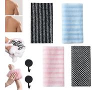 Asciugamano Esfoliante per la Doccia, Esfoliazione Senza Sostanze Chimiche, Asciugamano Esfoliante per la Schiena per Donne e Uomini, Schiuma Estrema, Tutti i Tipi di Pelle (4Pcs)