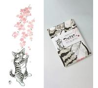 Asciugamano giapponese in cotone Tenugui fascia bento panno Sakura Cat 32" x ...