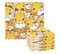 Asciugamano in microfibra giallo con giraffa del fumetto per la cucina 6 Pack asciugamani da cucina occidentale decorazioni toallas para salon de belleza 11x11 pollici