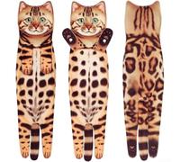 Asciugamano in morbida microfibra con vivace motivo gatto, progettato per completare l'estetica moderna della cucina o del bagno (gatto leopardo)