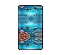Asciugamano in pile corallo 40,6 x 71,1 cm balene sotto il mare, buon assorbimento d'acqua, fine e privo di lanugine, delicato sulla pelle e confortevole.
