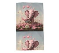 Asciugamano Little Pink Elephant Watering The Flowers Printed Asciugamano Spiaggia Asciugatura Rapida Super Morbido Telo da Viaggio, per Yoga, Surfboard, Mare, 40x70cm