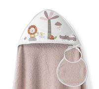 Asciugamano Mantellina con cappuccio per bambini con bablagino - Leone palma rosa chiaro