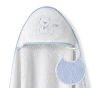 Asciugamano Mantellina con cappuccio per bambini con bablagino - Orso Lazo bianco y blu