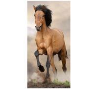 Asciugamano Mare Cavallo Marrone 70x140cm Cotone P_759 ☆