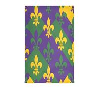 Asciugamano Microfibra Mardi Gras Fleur De Lys Flower Morbido Asciugamano da Spiaggia Resistente Telo Mare in Microfibra per Donna Spa Spiaggia 27.5X16In