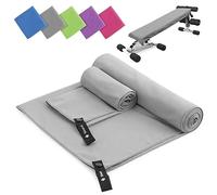 Asciugamano Microfibra Set di 2 | 180x60cm Asciugamani Bagno & 80x40cm Asciugamani Viso | Assorbente & Asciuga Rapidamente Telo Palestra, Asciugamani Microfibra per Lo Campeggio (Grigio)