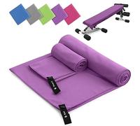 Asciugamano Microfibra Set di 2 | 180x60cm Asciugamani Bagno & 80x40cm Asciugamani Viso | Assorbente & Asciuga Rapidamente Telo Palestra, Asciugamani Microfibra per Lo Campeggio (Viola)