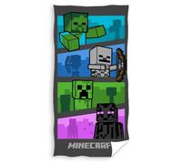 Asciugamano Minecraft Mobs 70X140Cm Creeper Zombie Enderman 100% Cotone