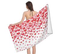 Asciugamano Palestra Falling Red Hearts Portatile Asciugamano da Bagno Antisabbia Telo Mare Microfibra per Donna Piscina Sport 80X130Cm