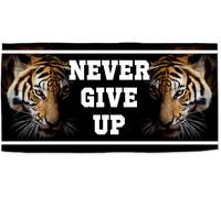 Asciugamano Palestra in Microfibra Tigre Never Give up Telo Panca Sala Pesi Fitn