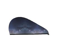 Asciugamano per asciugare i capelli con stampa galassia della Via Lattea Cuffia per capelli asciutti in velluto corallo assorbente ad asciugatura rapida con bottone fisso per asciugare capelli lungh