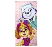 Asciugamano per bambini della Paw Patrol - Colore rosa - 70 x 140 cm - Realizzato in 100% poliestere da 250 gsm - Asciugamano piccolo - Stampa Skye ed Everest - Prodotto originale progettato in Spagna