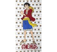One Piece Luffy Asciugamano Per Mare In Poliestere 70 x 140 Bianco e Verde