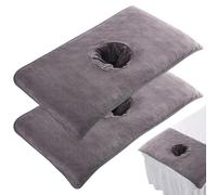 Asciugamano per fate da tavolo da massaggio, 2pcs 16x32 pollici assorbenti asciugamani del viso con foro per il viso, copertura del letto di bellezza spa riutilizzabile per la cura della pelle (grigi