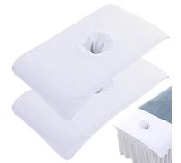 Asciugamano per fate da tavolo da massaggio, 2pcs 16x32 pollici assorbenti asciugamani del viso con foro per il viso, copertura del letto di bellezza spa riutilizzabile per la cura della pelle (bianc
