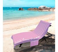 Asciugamano Personalizzato A Righe Rosa - Lettino Sole Completo Con Tasche