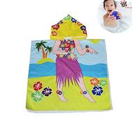 Asciugamano Poncho da Bambino, Odot Cartone Animato Accappatoio Microfibra Asciugatura Rapida per Spiaggia Robe Kids con Cappuccio a Forma (60x120cm,Spiaggia)