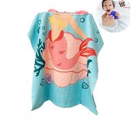 Asciugamano Poncho da Bambino, Odot Cartone Animato Accappatoio Microfibra Asciugatura Rapida per Spiaggia Robe Kids con Cappuccio a Forma (60x120cm,Conchiglia)