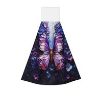 Asciugamano portatile da appendere con fiori e farfalle viola, asciugamano da cucina super assorbente, asciugamano da cucina per bambini adulti bagno cucina appeso asciugamano