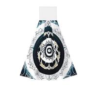 Asciugamano portatile rotondo bianco e nero totem appendibile, asciugamano da cucina super assorbente, asciugamano da cucina per bambini adulti bagno cucina asciugamano appeso