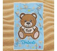 Asciugamano Telo Mare Orsacchiotto personalizzato con nome bambino idea regalo