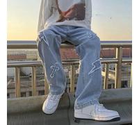 Asciugamano Uomo Patchwork Casual Vestibilit?? Larga Pantaloni Gamba Dritta per