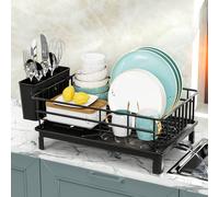 Asciugapiatti Singolo In Ferro A Un Solo Strato Con Porta Posate E Vassoio Raccogli Gocce, Adatto Per Mensola Portaoggetti Per Piano Cucina, Accessori Cucina Tagli UnicaFerro