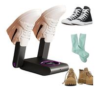 Asciugascarpe con timer intelligente, asciuga scarponi con vento circostante a 360°, per scarpe, guanti e scarponi da sci, 4 design a rastrelliera, pieghevole a 180° per riporlo facilmente