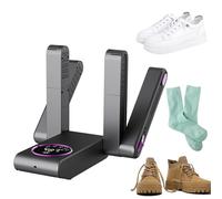 Asciugascarpe con timer intelligente, asciuga scarponi con vento circostante a 360°, per scarpe, guanti e scarponi da sci, 4 design a rastrelliera, pieghevole a 180° per riporlo facilmente