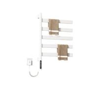 Asciugascugamani Elettrico, Riscaldascugamani a Parete con Rotazione Indipendente 180° e Touch Panel, Stendino 5 Bracci per Bagno Casa Saloni Spa White