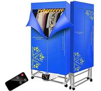 Asciugatrice Domestica Portatile, Portata 30Kg, 1500W Con Telecomando E Timer, Stendibiancheria Pieghevole, Armadio per Stendere L'aromaterapia, Per Famiglie, Lavanderie,Blue-YellowFlower