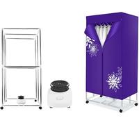 Asciugatrice elettrica, Asciugabiancheria portatile da 1000 W, Stendibiancheria impilabile a doppio strato, Armadio riscaldatore automatico con timer da 180 minuti, Viola scuro