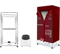 Asciugatrice elettrica, Asciugabiancheria portatile da 1000 W, Stendibiancheria impilabile a doppio strato, Armadio riscaldatore automatico con timer da 180 minuti, Cremisi