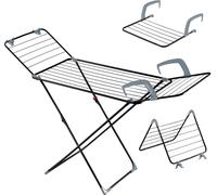 KADAX Stendibiancheria Multifunzione 3 in 1, Stendibiancheria da Pavimento in Acciaio con Design Modulare, Stendino Pieghevole da Ringhiera (Nero)