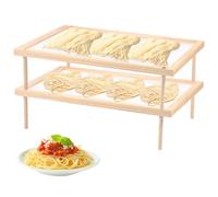 Asciugatrice per pasta, impilabile, rete di asciugatura piatta in legno, traspirante, pratico supporto per tagliatelle, salvaspazio, versatilità per cucina (doppio strato)