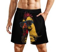 Asciugatura Rapida Pantaloncini Spiaggia Cool Cock with Sunglasses Print Calzoncini da Nuotata Uomo Leisure Pantaloncini da Bagno per Surf Vacanza Piscina 3XL