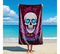 Asciugatura Rapida Telo Mare Pop Art Skull Printed Devil's Love Theme Gothic Telo Palestra Microfibra Asciugamani da Piscina per Piscina Sauna Sport 80X130Cm