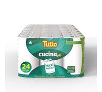 Asciugatutto TUTTO CUCINA PIU’, 24 Rotoli, Adatto a Tutte le Superfici, Carta Super Assorbente e Resistente, Tecnologia HI-PER, Made in Italy, 821706