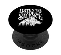 Ascolta il silenzio Lupo Escursionismo Campeggio Fauna Sel PopSockets PopGrip Adesivo